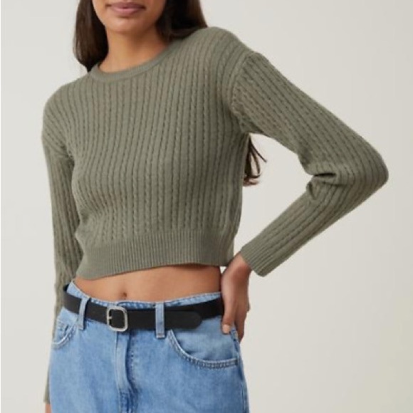 Cotton On Sweaters - Cotton On Green Crew Neck Sweater with Ribbed Knit